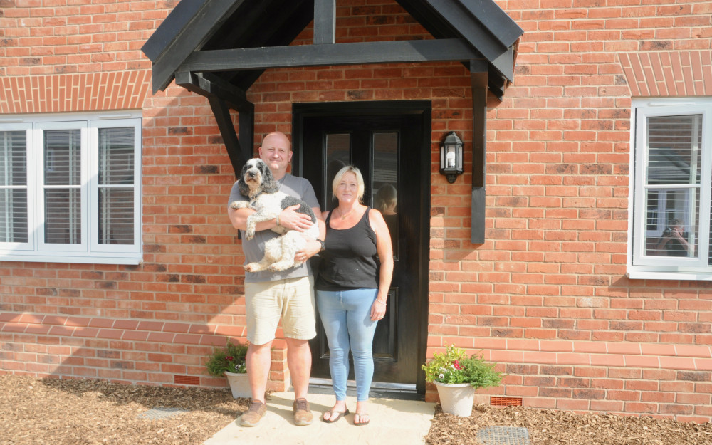 Gillian and Eoin Atkinson, with Stan, first couple to move onto Ganges development (Picture: Nub News)