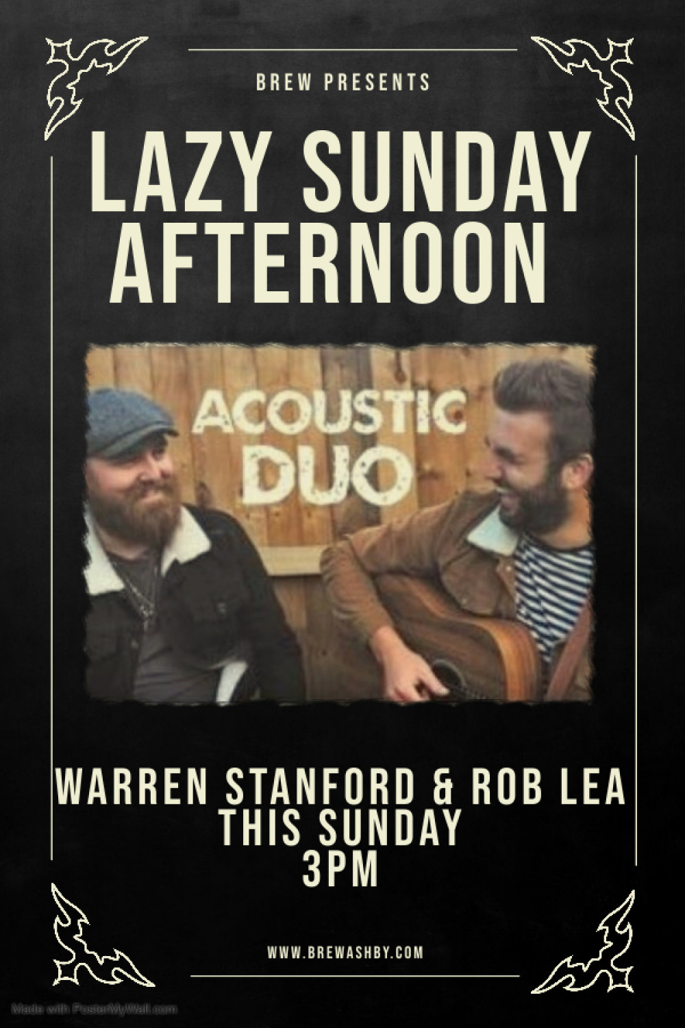 Lazy Sunday Afternoon Acoustic Session with Warren Stanford and Rob Lea at Brew, 106B Market Street, Ashby-de-la-Zouch