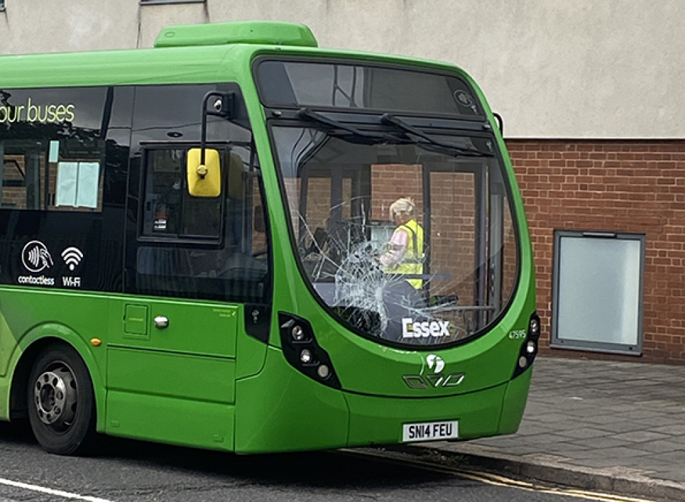 The bus involved in the collision. The bus involved in the collision.