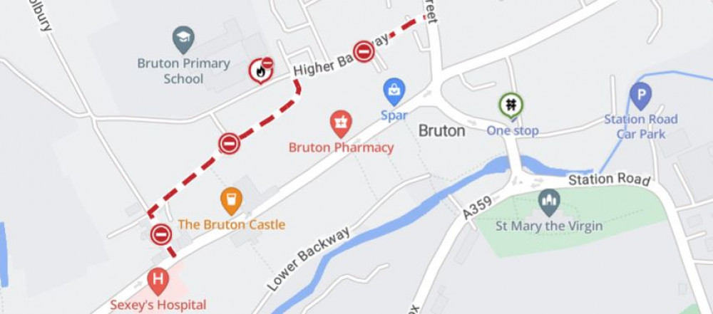 The area in Bruton - Coombe Street will be completed closed October 2-6