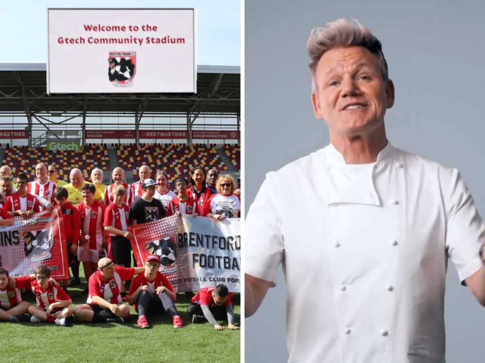 Celebrity chef, Gordon Ramsay, congratulates the Brentford Penguins on winning The Sun Who Cares Wins Unsung Hero award (credit: Brentford Penguins).