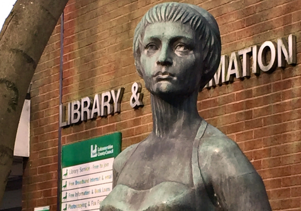 The Mother and Child statue was moved from outside Coalville Library this week. Photos: Coalville Nub News