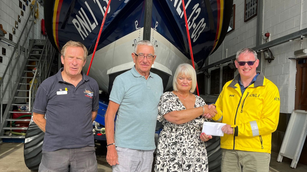 L to R: Des White, Bob Nicholls, Lyn Holmes, Rory Carrig (RNLI Exmouth)