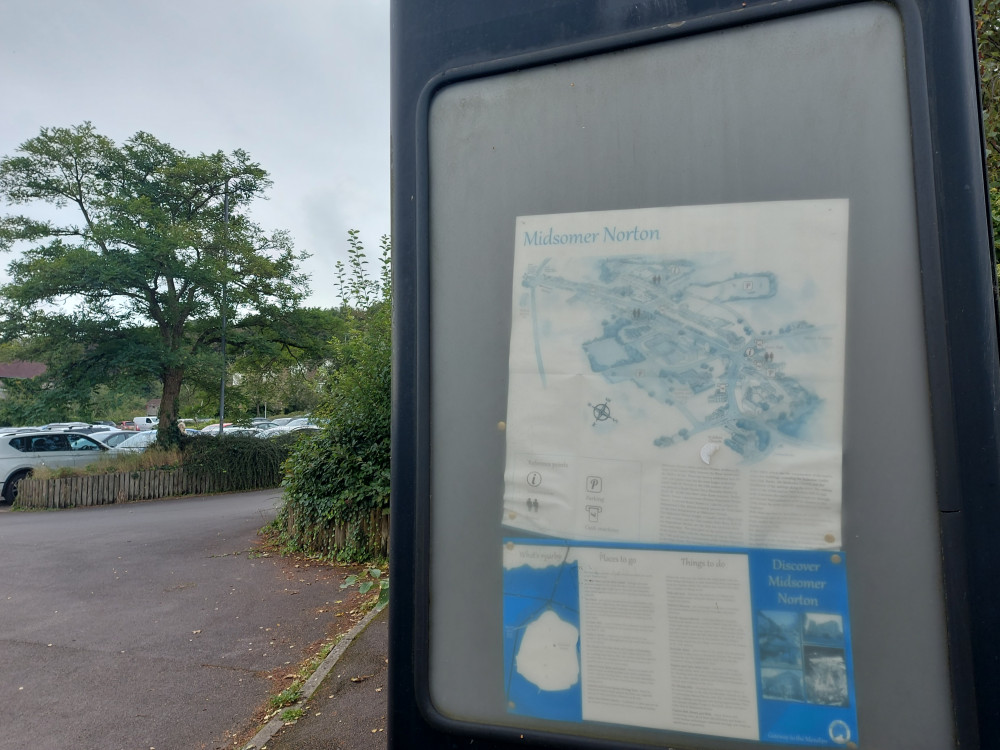 The noticeboard in the main car park in Midsomer Norton The noticeboard in the main car park in Midsomer Norton