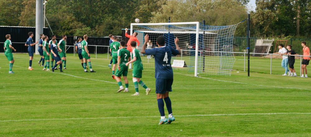 Ethan Clarke one of three Hadleigh players hitting the crossbar (Picture: Nub News) Ethan Clarke one of three Hadleigh players hitting the crossbar (Picture: Nub News)