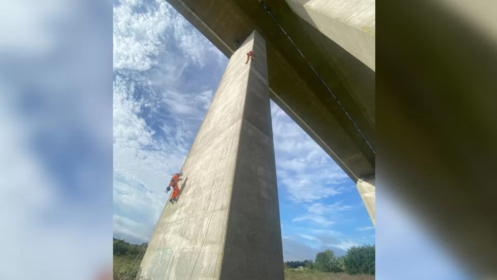 Orwell Bridge abseiling contractors (Picture: National Highways)