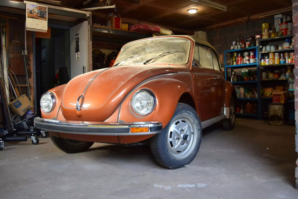 The Volkswagen Beetle Karmann Cabriolet was mysteriously kept in a garage from new (image via SWNS)