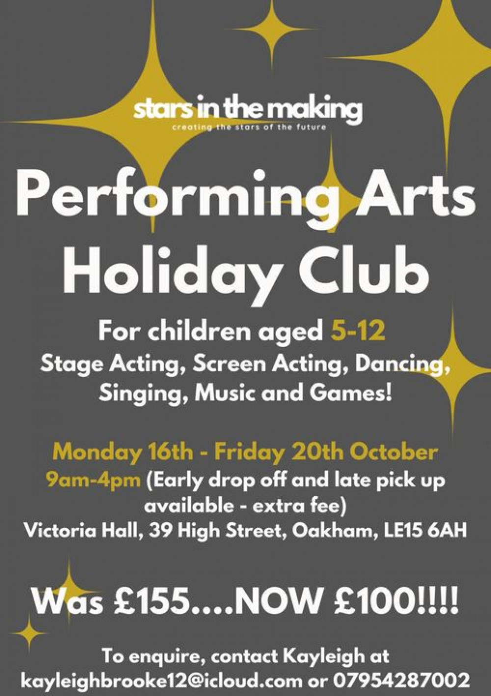 Performing Arts Holiday Club, Oakham, Rutland. 