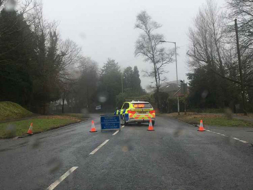 Mayals Road was closed at its junction with Fairwood Road for several hours. Image: Beth Thomas