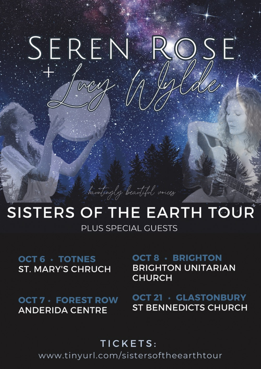 Join Seren Rose and Lucy Wylde as they celebrate and share their new albums with special guest musicians on their Sisters Of The Earth Tour Join Seren Rose and Lucy Wylde as they celebrate and share their new albums with special guest musicians on their Sisters Of The Earth Tour