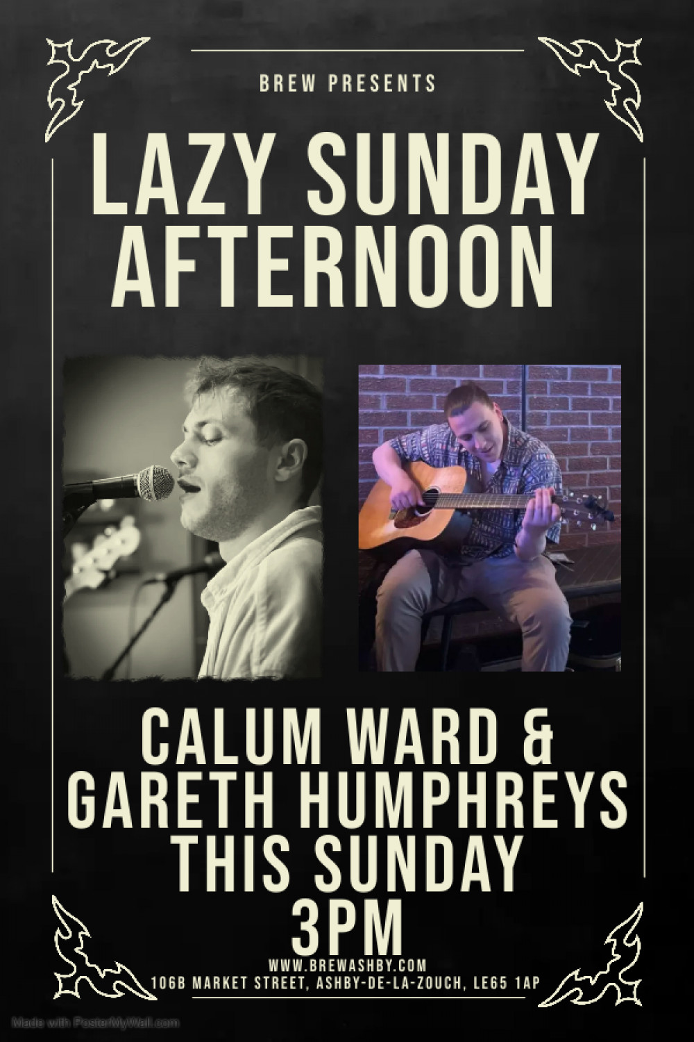 Lazy Sunday Afternoon Acoustic Session with Calum Ward and Gareth Humphreys at Brew, 106B Market Street, Ashby-de-la-Zouch