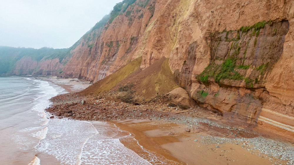 Cliff fall at Jacob's Ladder, Sidmouth (SWNS)