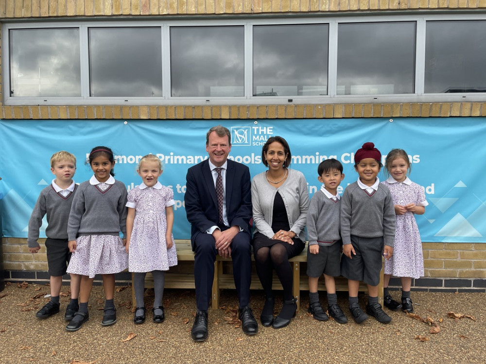 MP Munira Wilson (right) and Headmaster David Price (left) with school children. (Photo: Supplied) MP Munira Wilson (right) and Headmaster David Price (left) with school children. (Photo: Supplied)