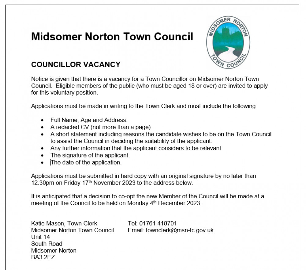 Councillor Vacancy Application