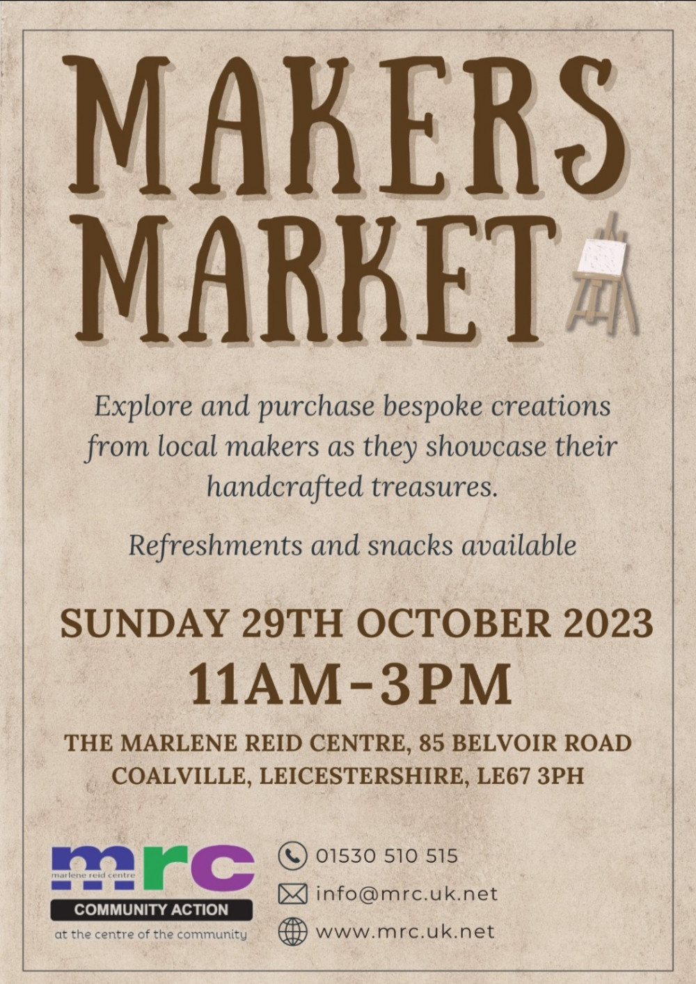 Makers Market at The Marlene Reid Centre in Belvoir Road, Coalville