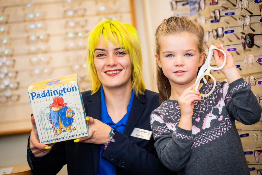 Left to right, Lucy Walker, Optical Assistant at Scrivens in Ashby, with Lyla. Photos: Scrivens Opticians