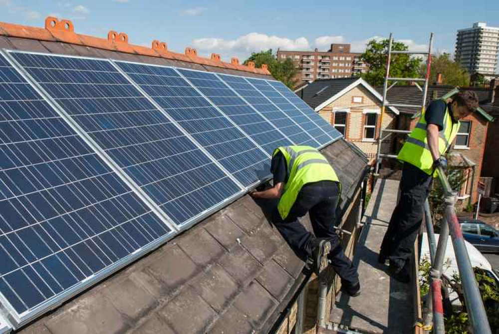 Solar panels being installed on a roof (Credit: @RBKingston on Twitter)