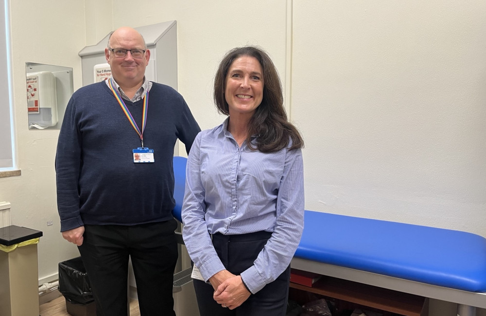 Administrator John Bougen and consultant Dr Lisa Barnes in the new clinic (Image - Stockport NHSFT)