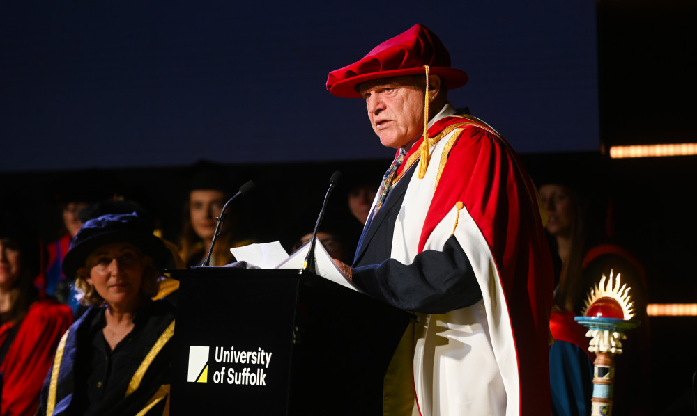 Pure Charlie Haylock - acceptance speech at ceremony (Picture:  University of Suffolk/Gregg Brown)