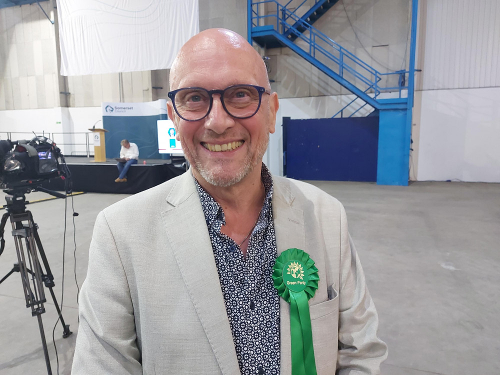 Martin Dimery at the by-election count at the Bath & West Showground July 20 . Photo : Frome Nub News