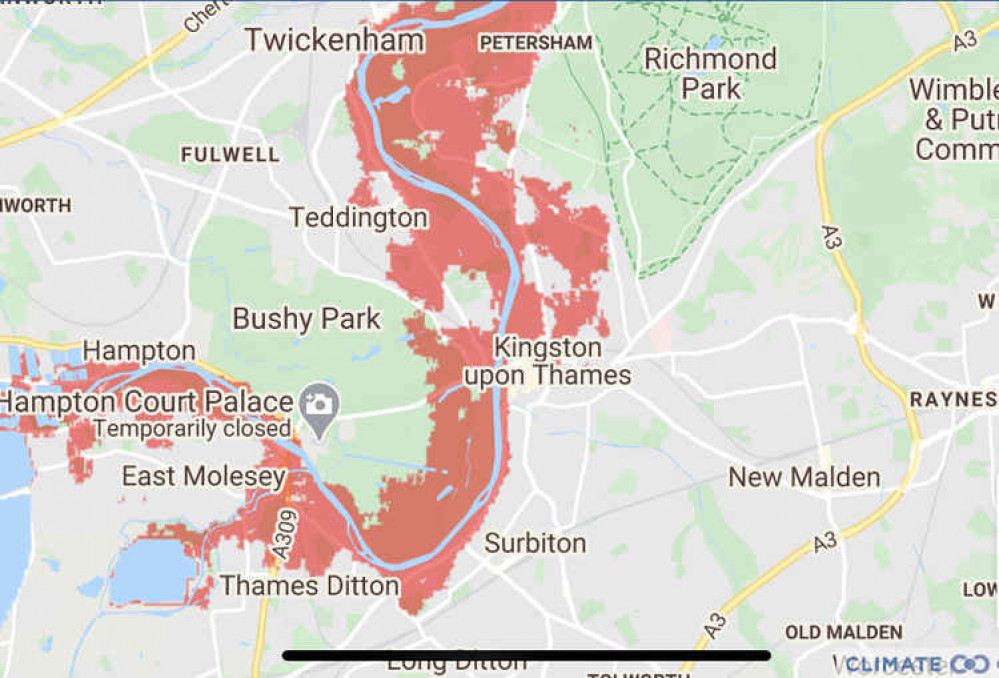 The areas in red are set to be underwater by 2050