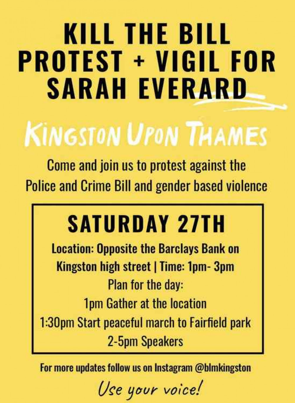 A poster of the protest on social media / Collective Action LDN