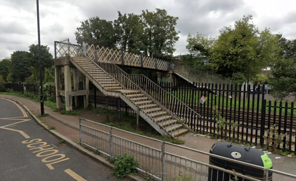 The Brooks Lane Footbridge connects Chiswick Village, Barnes Junction, Feltham Junction railway and Acton railways (credit: Google maps).