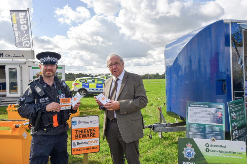 Sergeant Rob Simpson, Rural Crime Unit with John Dwyer, Police and Crime Commissioner for Cheshire. (Photo: Cheshire Police)