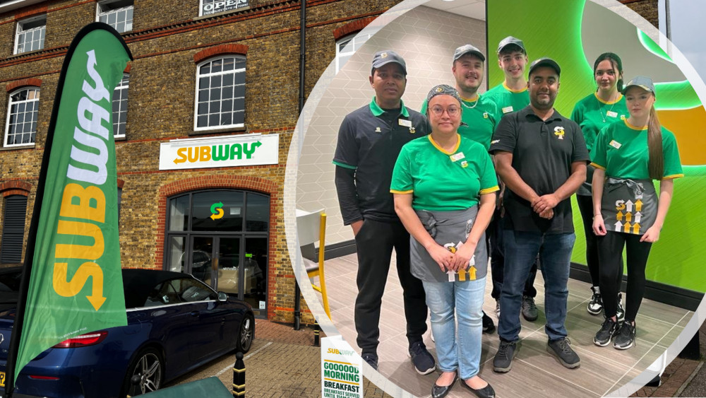 Subway franchisee Shahin Ahmed (pictured inset, third from the right) has thanked his local staff for their hard work in helping to make the new branch a success. (Credit: Nub News)