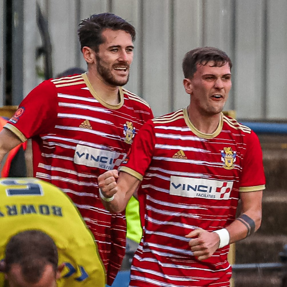 Millers celebrate the winning goal. Picture by Kevin Lamb (Lambpix). 