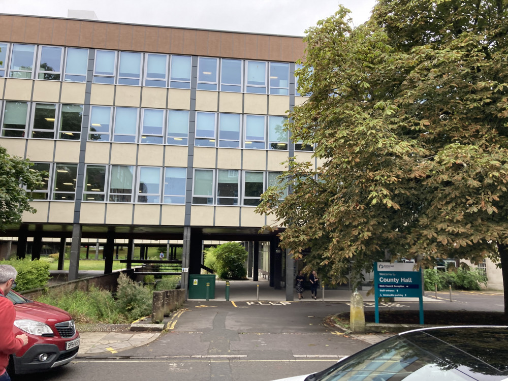 Somerset Council\'s Headquarters At County Hall On The Crescent In Taunton. CREDIT: Daniel Mumby. Free to use for all BBC wire partners.