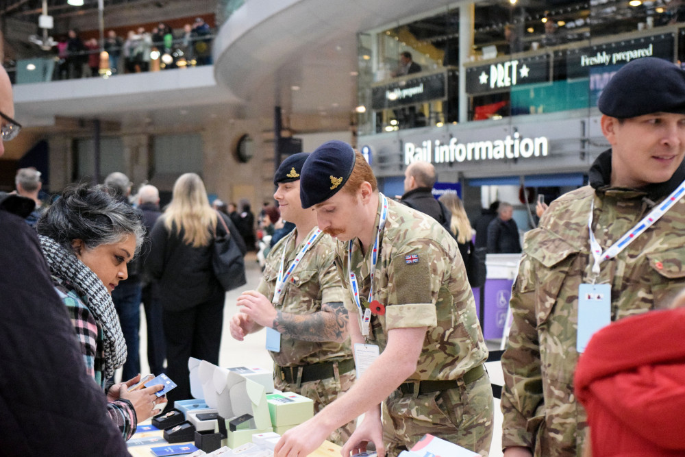 Royal Artillery personnel collecting at Waterloo on London Poppy Day (credit: SWR).