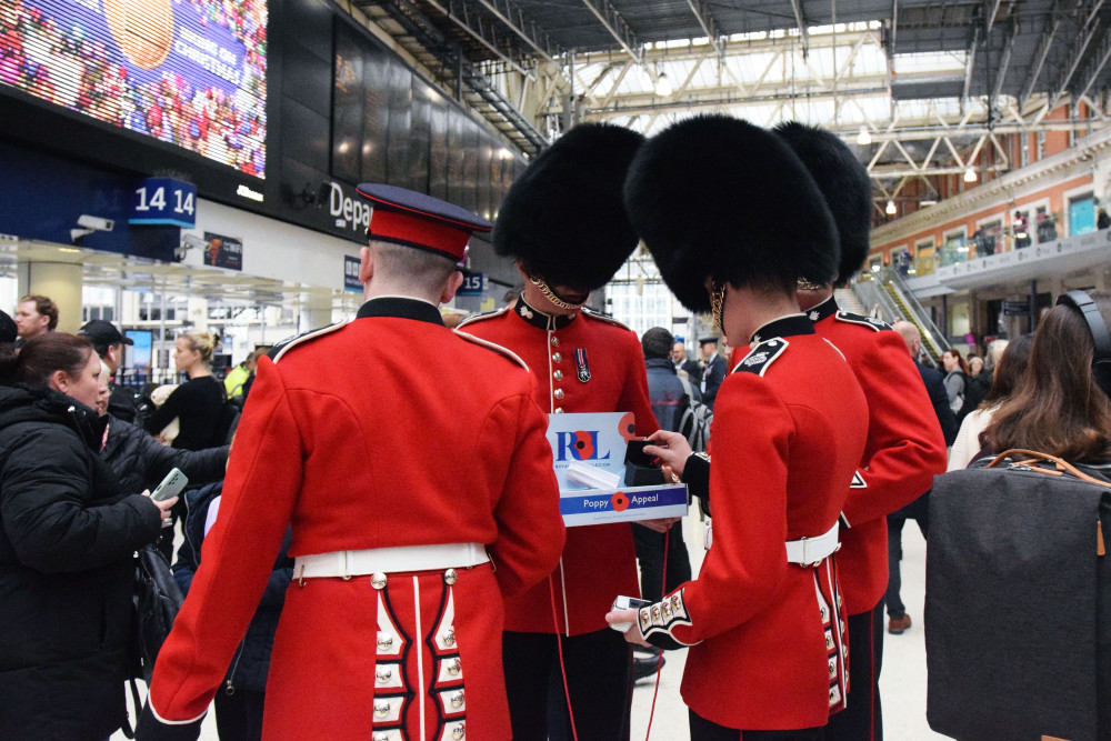  Grenadier Guards collecting at Waterloo on London Poppy Day (credit: SWR).