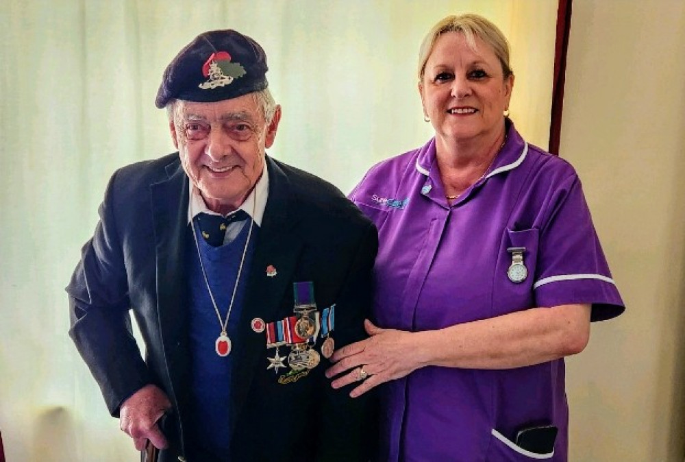 Ex-serviceman, Gary, with SureCare Central Cheshire carer, Lesley (Nub News).