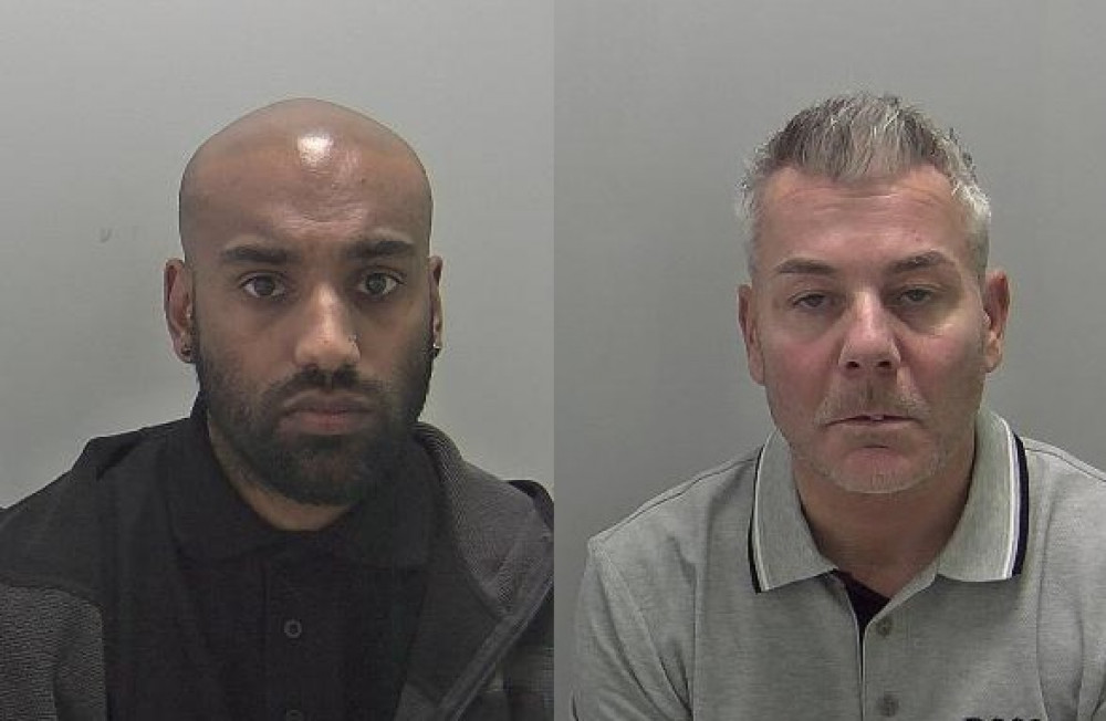 From left - Sandeep Gill and Jason Sallis were both jailed for fraud (image via Warwickshire Police