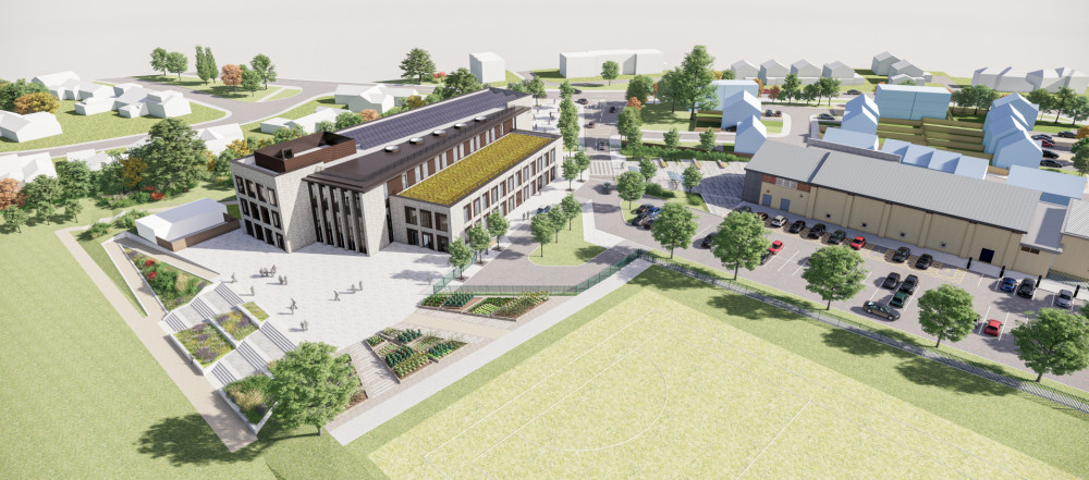 The proposed development would see new buildings for Cheadle College, the demolition of the old college, and new houses in its place (Image via planning document)