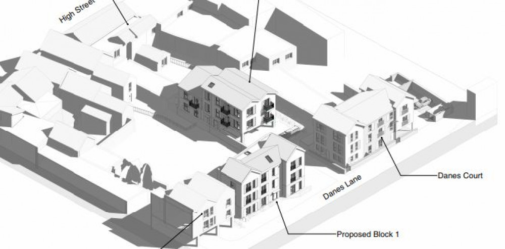 An extract from the planning application showing a 3D model of the plans for Keynsham