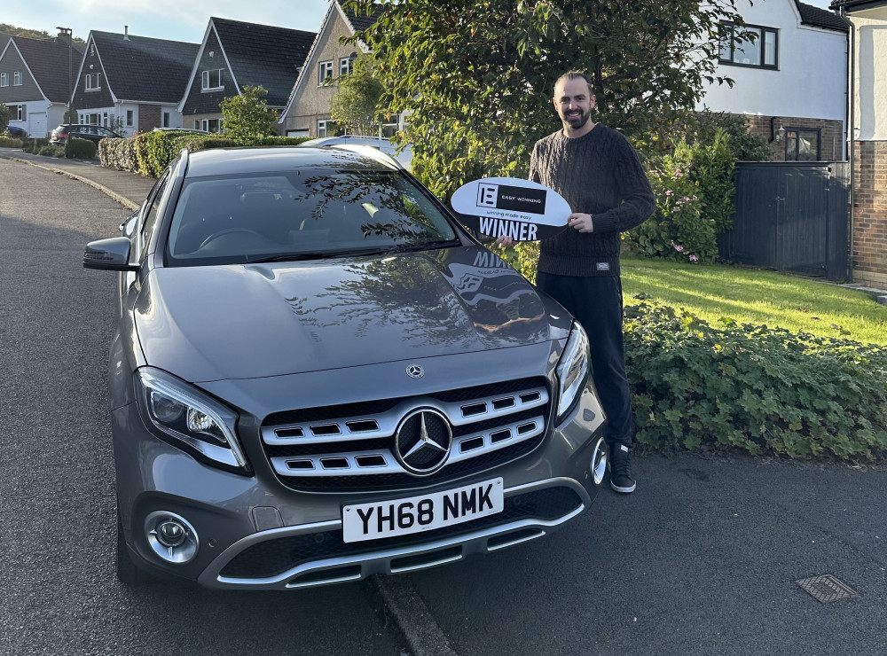 Kyle Hollins won a Mercedes GLA after buying a single ticket for only £1.99 (Easy Winning).