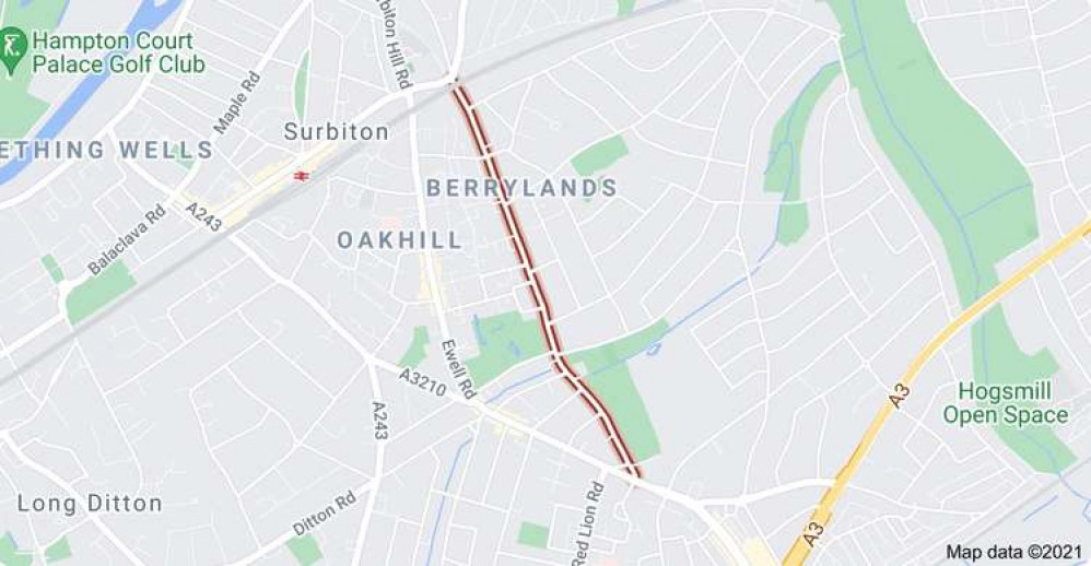 The low traffic zone is located in Berrylands (Credit: Google Maps)