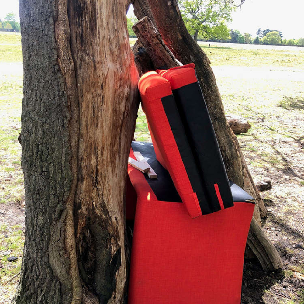 A red sofa set left dumped in Bushy Park (Image: Royal Parks)