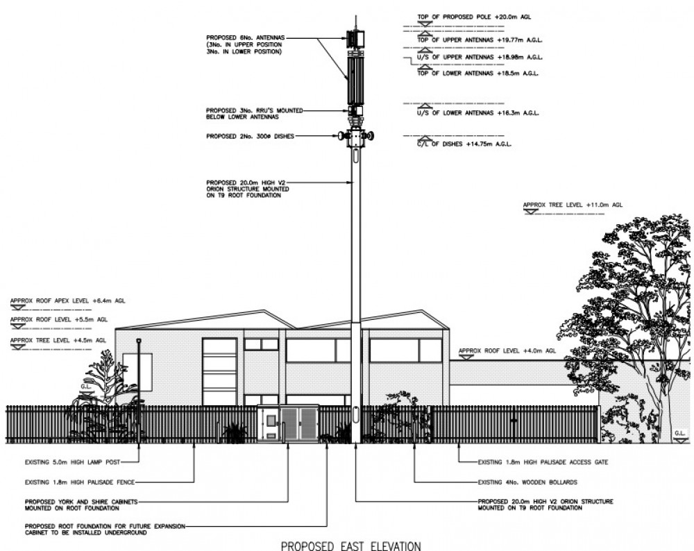 An artist's impression of the proposed 5G mast (image via planning application)