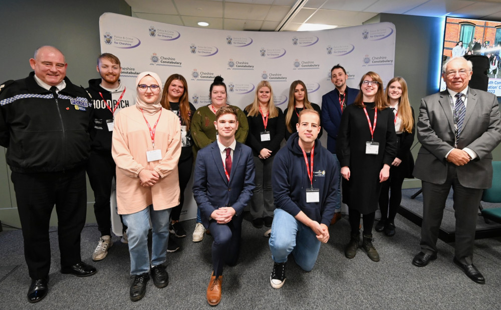 The Youth Committee with the Deputy Chief Constable and Police and Crime Commissioner (Photo: Police and Crime Commissioner for Cheshire)  