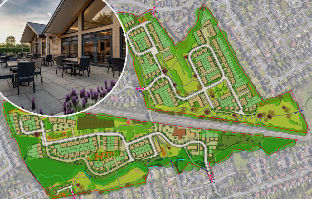 The develop would convert the former Gatley golf club course into nearly 300 new homes - the clubhouse would remain to be converted to a 'community hub' (Images via planning document)