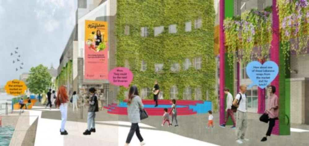 The area by Kingston John Lewis could be getting a stage, fountain and living walls (Image: Kingston Council)