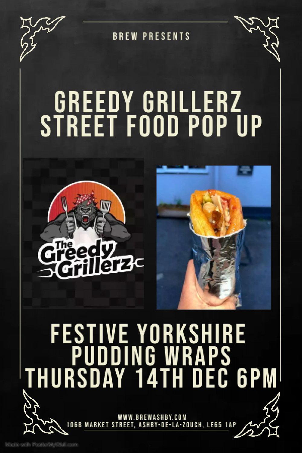 The Greedy Grillerz Street Food Pop Up at Brew, 106B Market Street, Ashby-de-la-Zouch