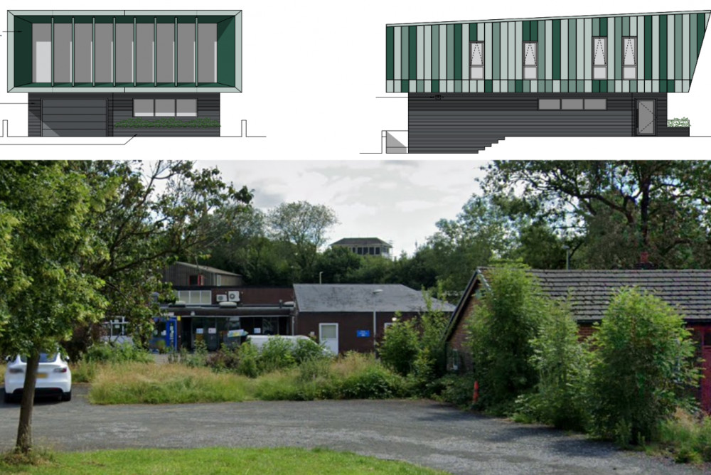 Plans for a new office at Underhill in Romiley have been revised (Images - planning document / Google Maps)