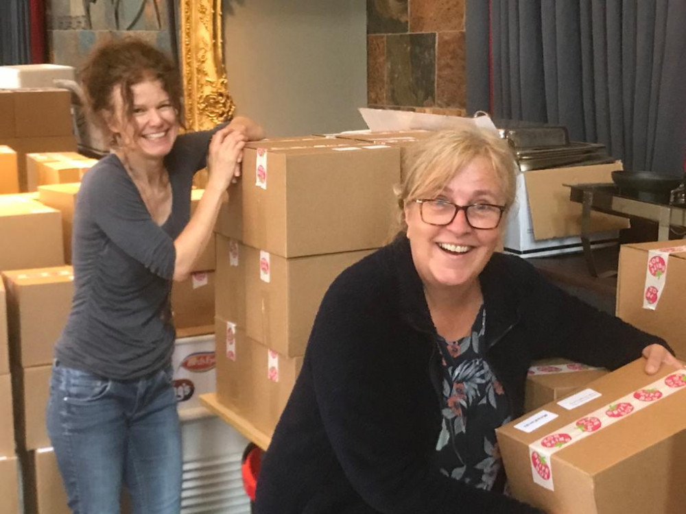 Ruth and jacqui from the BRITE Box team with boxes ready to go. (Photo: Kingston Council)