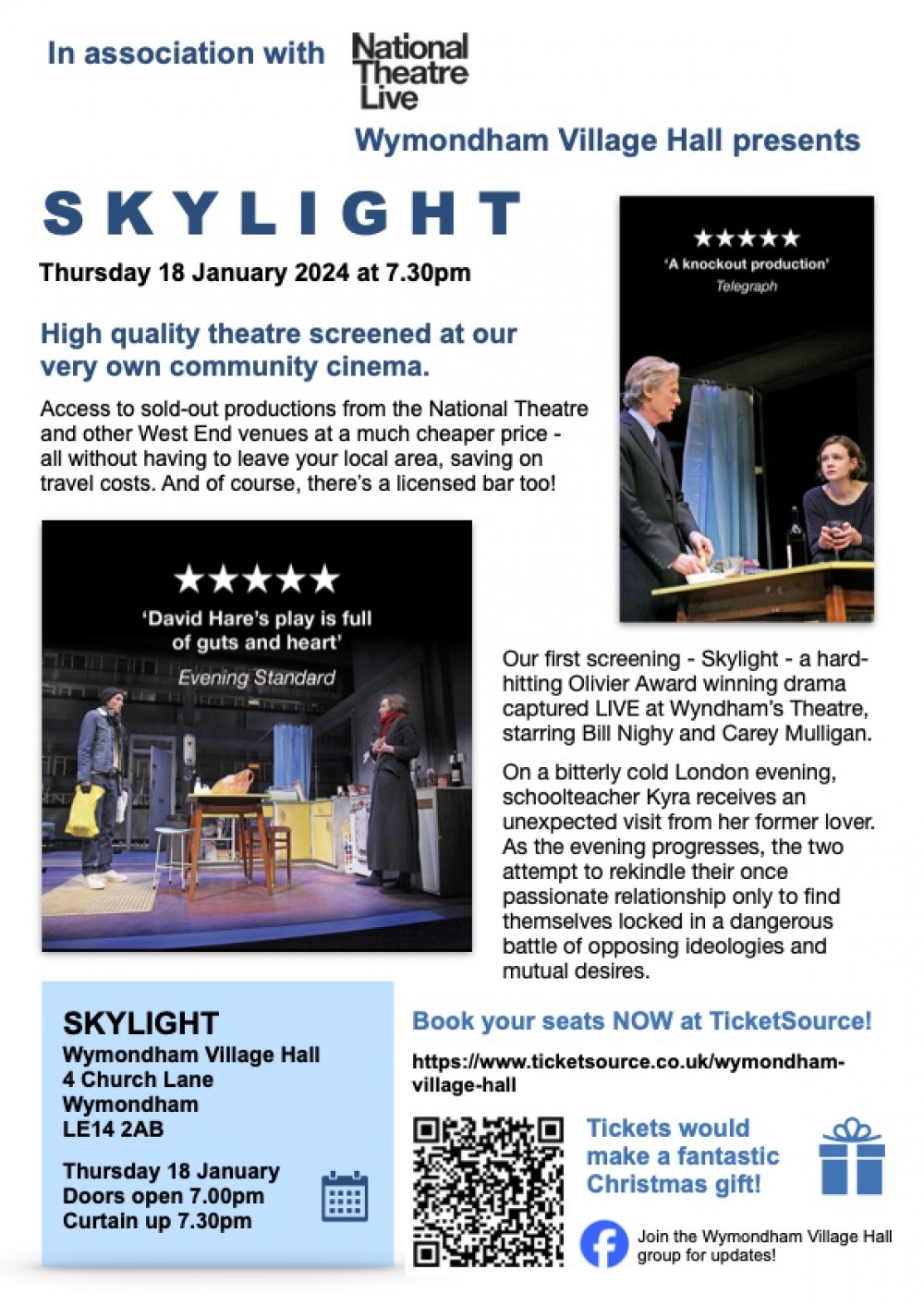 NT Live in association with Wymondham Village Hall. NT Live in association with Wymondham Village Hall.