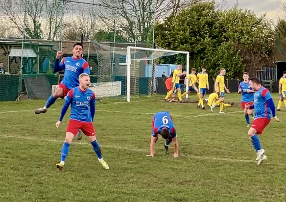 Ashby Ivanhoe celebrate their win over Tividale. Photo: Josh Kay