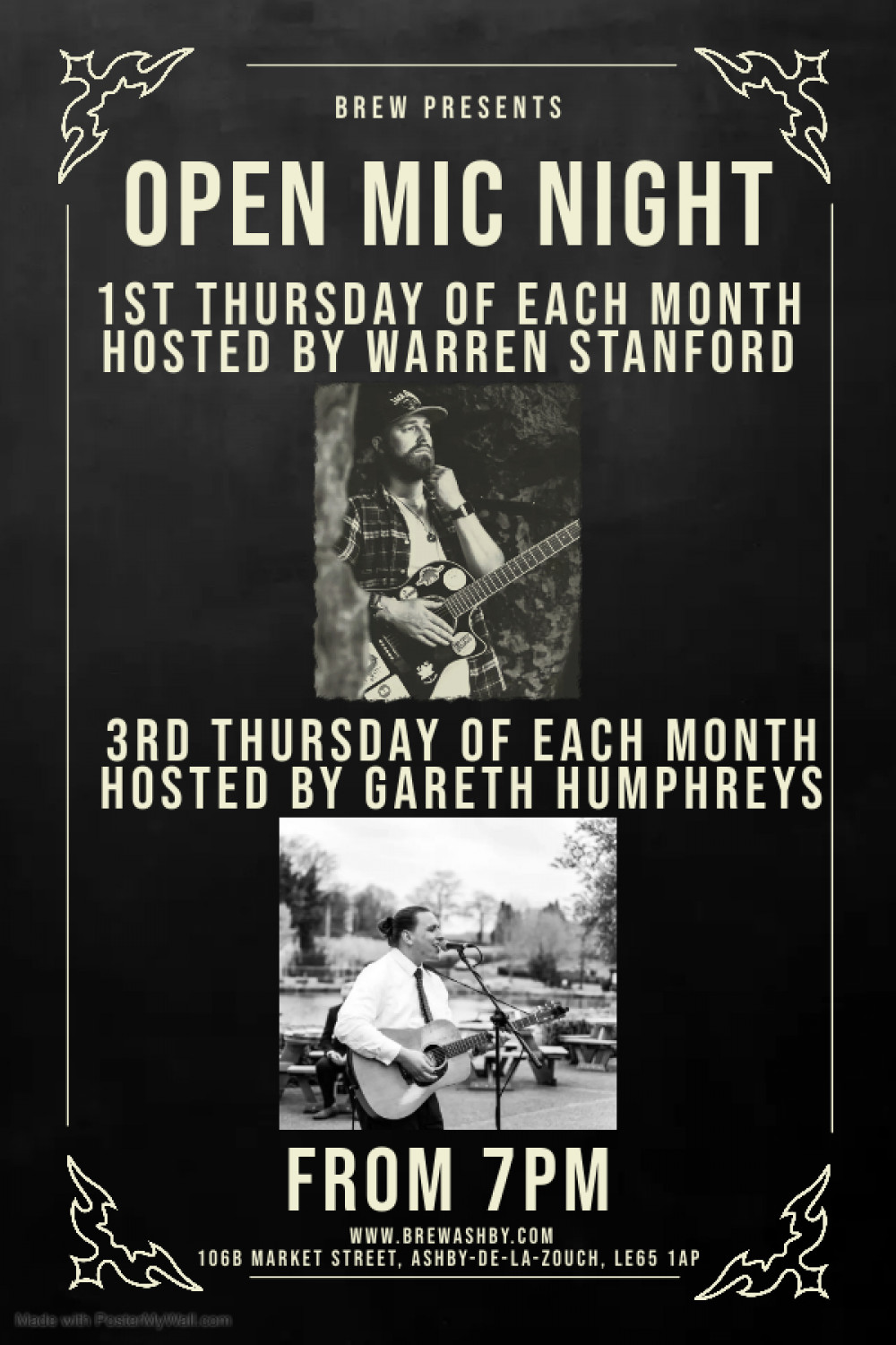 Open Mic Night Hosted by Gareth Humphreys at Brew, 106B Market Street, Ashby-de-la-Zouch